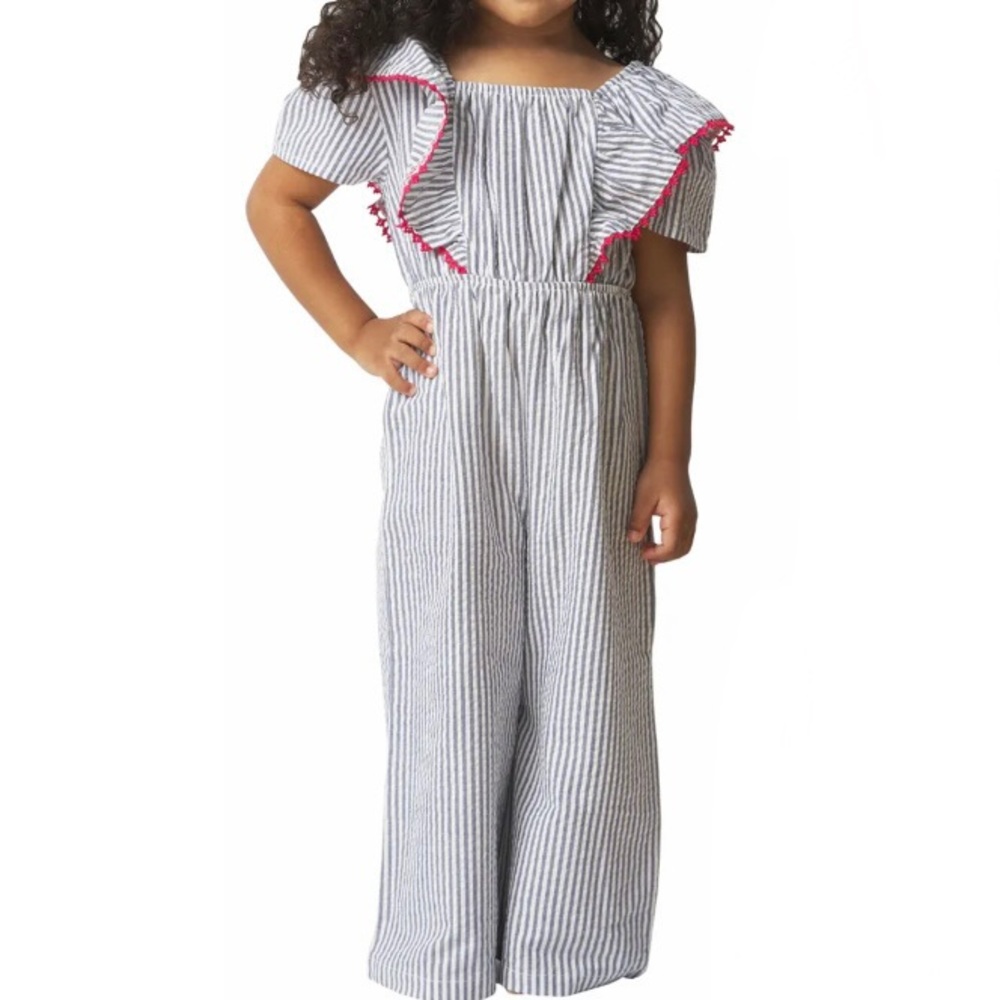 French Connection NWT Ruffle Trim Seersucker Romper